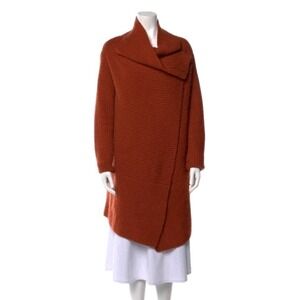 Saks‎ Fifth Avenue Cowl Neck Sweater Orange Wool Knit Small / Medium